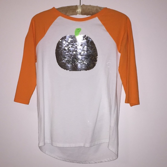 Sequin pumpkin raglan tee - Picture 3 of 3